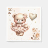 Bohoテディモダンベア気球ガールベイビーシャワー スタンダードカクテルナプキン (正面)