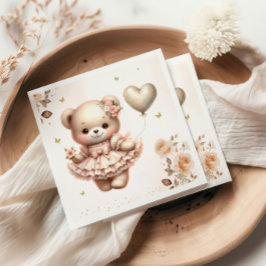 Bohoテディモダンベア気球ガールベイビーシャワー スタンダードカクテルナプキン