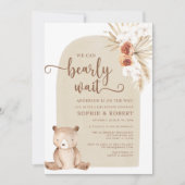 Bohoテディ男女兼用ベア赤ちゃんシャワー 招待状 (正面)