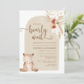 Bohoテディ男女兼用ベア赤ちゃんシャワー 招待状 (スタンド正面)