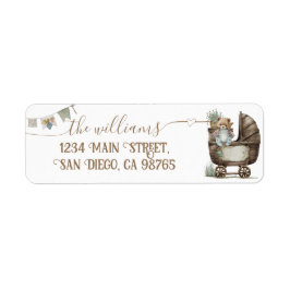 Bohoテディ素朴ベア男の子の赤ちゃんシャワー ラベル