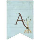 BOHOテペ赤ちゃんシャワー部族アロー羽青 バンティングフラッグ (第3の旗)