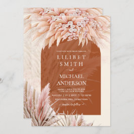 BOHOテラコッタコーラルパンパスグラス結婚ズ