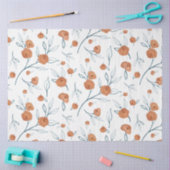 BOHOテラモダンコッタフローラ水彩ブルーリーフ 薄葉紙 (クラフト)