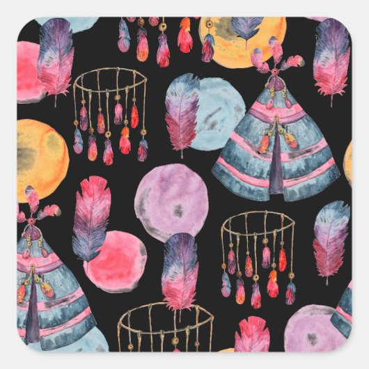 Bohoテントパターン スクエアシール (正面)