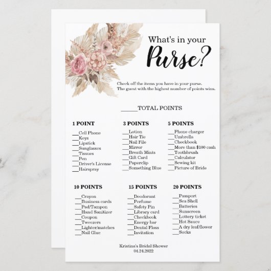 BohoテーマWhat's In Your Compending Shower Game (正面/裏面)