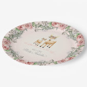 BOHOディアアントラーフローラバラベビーガールシャワーアート ペーパープレート (アングル)