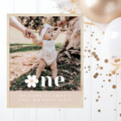 Bohoデイジー最初の誕生日フォトウェルカムサイン ポスター