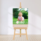 Bohoデイジー最初の誕生日フォトウェルカムサイン ポスター