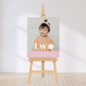 Bohoデイジー第2誕生日フォトウェルカムサイン ポスター