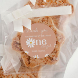 Bohoデイジー1st誕生日ステッカーラベル ラウンドシール