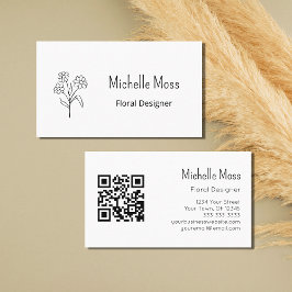 BohoデイジーQRコードシンプルフローラ設計者 名刺