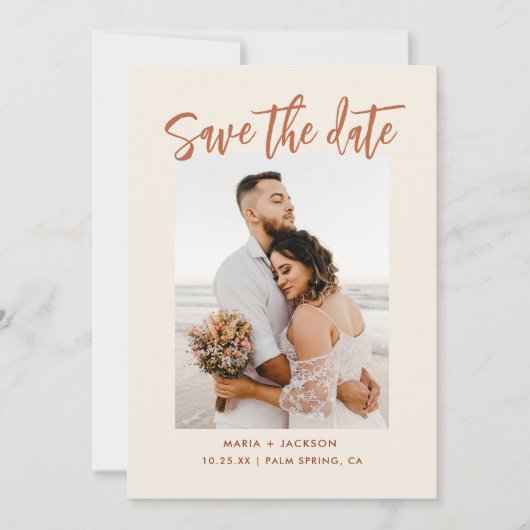 Bohoデザートフォト日付カードを保存 サンキューカード (正面)