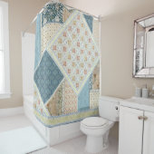 BOHOトライバルウォーター色フローラウィリアムモリスブルー シャワーカーテン (インサイチュ)