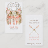 Bohoトライバルドリームキャッチャー矢印フラワーズ 名刺 (正面/裏面)