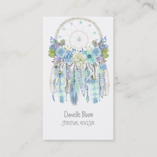 Bohoトライバルドリームキャッチャー矢印フラワーズ 名刺 (正面)
