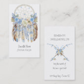 Bohoトライバルドリームキャッチャー矢印フラワーズ 名刺 (正面/裏面)