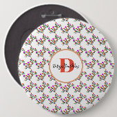 bohoトレンディーレトロかわいいヴィンテージフローラスクリプト 缶バッジ (正面&裏面)