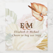 BOHOトロピカルパンパスグラス結婚ズ ワインラベル (シングルラベル)