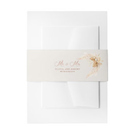 Bohoドライフラワーとパンパスグラス結婚ズ 招待状ベリーバンド