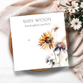 Bohoドライワイルドフラワーの水彩イヤリングディスプレイ スクエア名刺