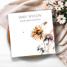 Bohoドライワイルドフラワーの水彩イヤリングディスプレイ