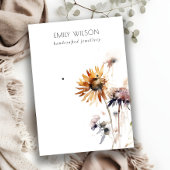 Bohoドライワイルドフラワーの水彩イヤリングディスプレイ 名刺