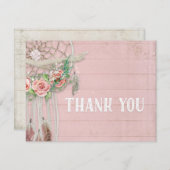 BOHOドリームキャッチャーが女の子のベビーシャワーに感謝 サンキューカード (正面/裏面)