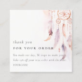 Bohoドリームキャッチャー水彩注文ありがとう スクエア名刺 (正面)