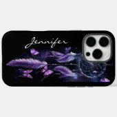 Bohoドリームキャッチャー紫フェザー蝶 Case-Mate iPhoneケース (裏面 (横))