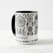 Bohoドリームキャッチャー羽毛色名 マグカップ (正面左)