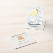 Bohoドレス服女の子ベビーシャワー スクエアペーパーコースター (インサイチュ)