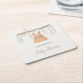 Bohoドレス服女の子ベビーシャワー スクエアペーパーコースター (アングル)