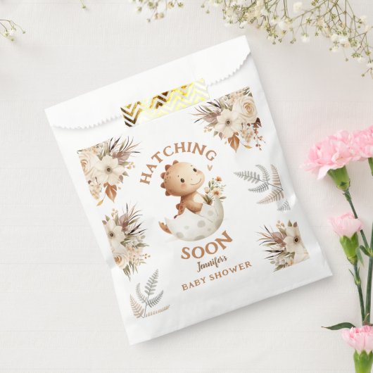 Bohoニュートラルかわいい恐竜の赤ちゃんシャワー好意バッグ フェイバーバッグ (封をした状態)