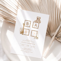 Bohoニュートラルウッドブロックレターベビーシャワー