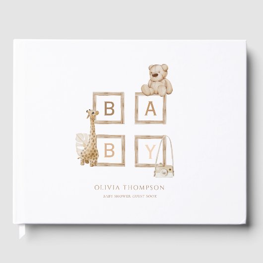 Bohoニュートラルウッドブロック文字 ゲストブック (正面)