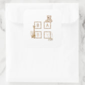 Bohoニュートラルウッドブロック文字 スクエアシール (バッグ)