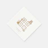 Bohoニュートラルウッドブロック文字 スタンダードカクテルナプキン (角)