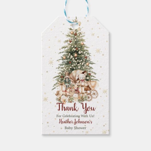Bohoニュートラルクリスマスベビーシャワー ギフトタグ (正面)