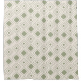 Bohoニュートラルセージ部族幾何学模様アステカ模様 シャワーカーテン (正面)