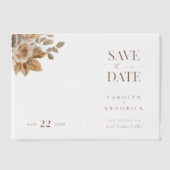 Bohoニュートラルフローラエレガントな結婚式の日付を保存 ベラム紙招待状 (正面)