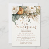 BohoニュートラルフローラカボチャQRコードのフレンドシップ 招待状 (正面)