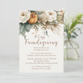 BohoニュートラルフローラカボチャQRコードのフレンドシップ 招待状 (スタンド正面)