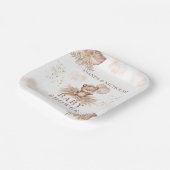 Bohoニュートラルベイビーシャワーテディベア ペーパープレート (傾斜あり)