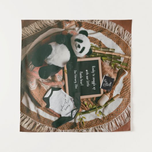 Bohoニュートラル妊娠告知かわいいパンダ タペストリー (正面(横))