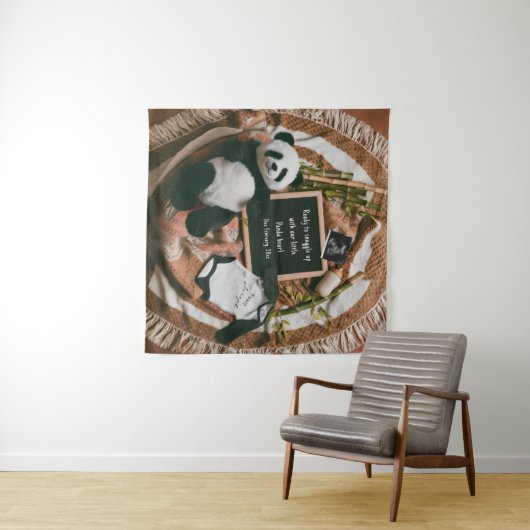 Bohoニュートラル妊娠告知かわいいパンダ タペストリー (インサイチュ(横))