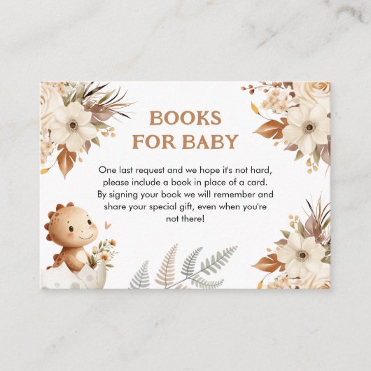 Bohoニュートラル恐竜の赤ちゃんシャワーベビー エンクロージャーカード (正面)