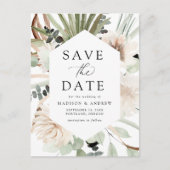 Bohoニュートラル熱帯の花Save the Date 案内ポストカード (正面)