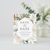 Bohoニュートラル熱帯の花Save the Date 案内ポストカード (スタンド正面)