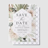 Bohoニュートラル熱帯フローラ結婚式保存日 ベラム紙招待状 (オフセット (招待状))